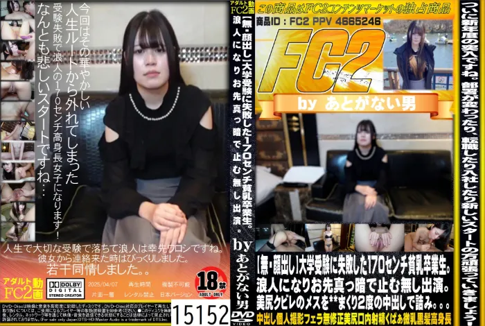 大学受験に失敗した170cセンチ貧乳卒業生。浪人になりお先真っ暗で止む無し出演。美尻クビレのメスを※※まくり2度の中出しで詰み。。。