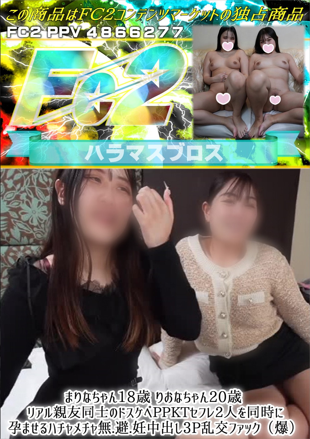まりなちゃん18歳 りおなちゃん20歳 リアル親友同士のドスケベPPKTセフレ2人を同時に孕ませるハチャメチャ無.避.妊中出し3P乱交ファック まりな りおな